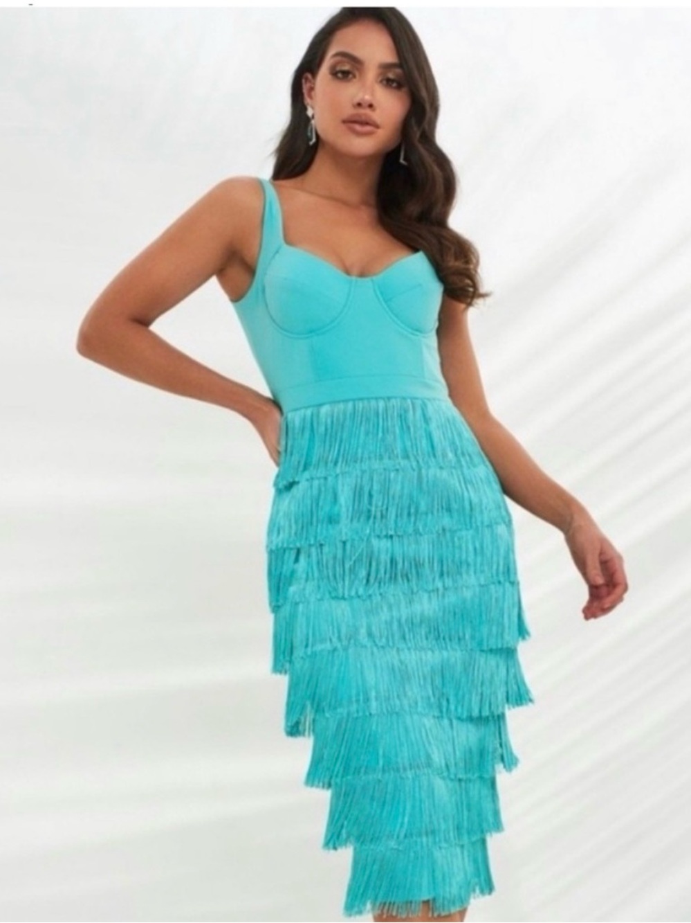 Lavish Alice Bustier Tiered Fringe Dress